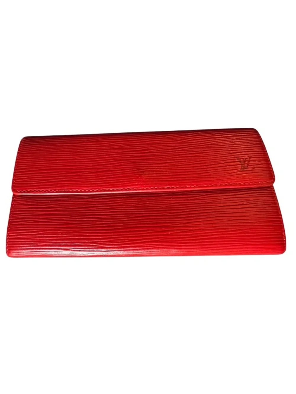 Authentic Vintage Louis Vuitton Red Epi Leather Sarah Long Wallet-Use